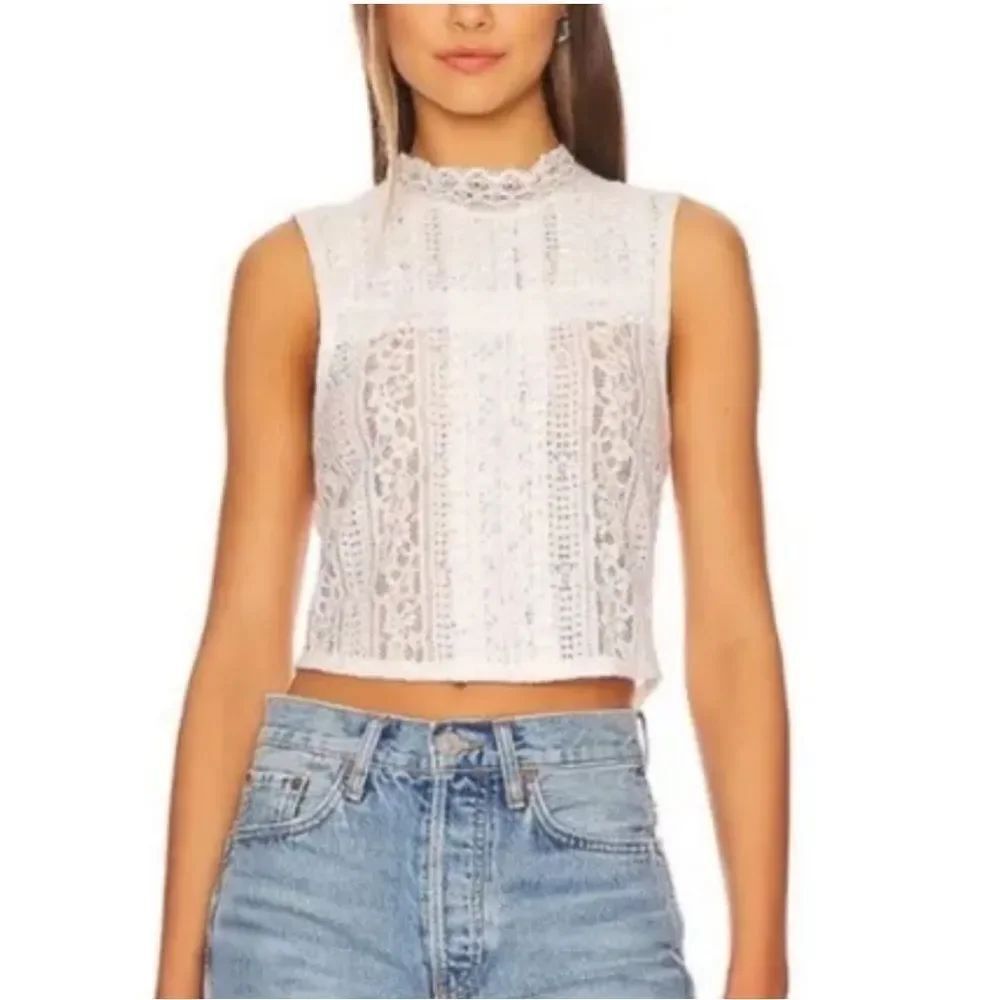NWT Free People Tea Party White Lace Top Size XS